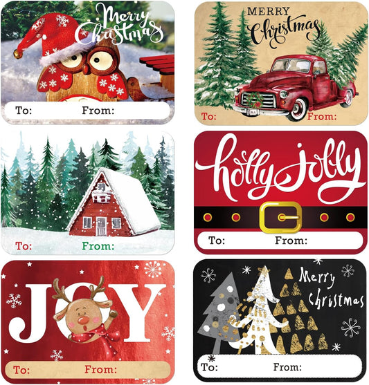 80-Count Large Foil Christmas Gift Tag Stickers