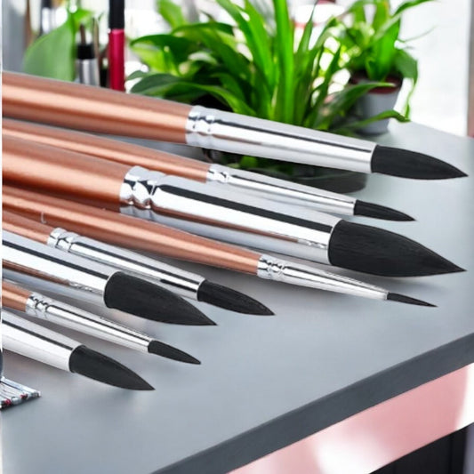 PaintMate 8pcs Round Watercolor Paint Brush Set Goat Hair