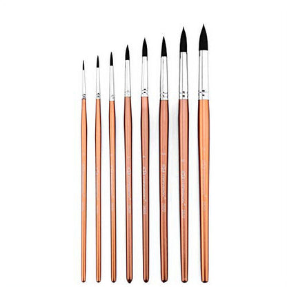 PaintMate 8pcs Round Watercolor Paint Brush Set Goat Hair